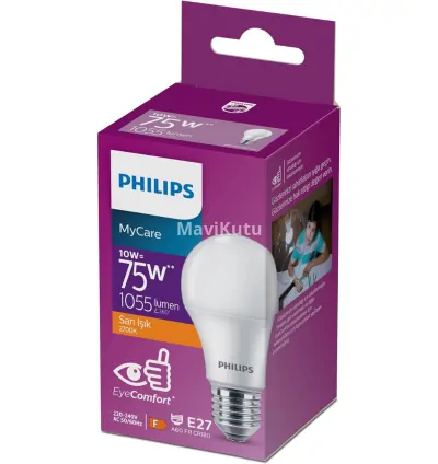 Philips 75W Led Ampul, 2700K Sarı Işık, E27 Normal Duy sarı